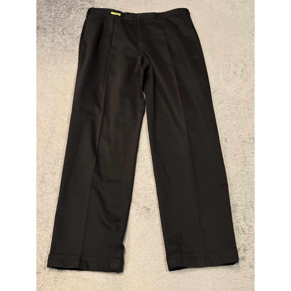 Brooks Brothers Advantage Chino Thompson Black Pleated Cuffed Pants 38x34